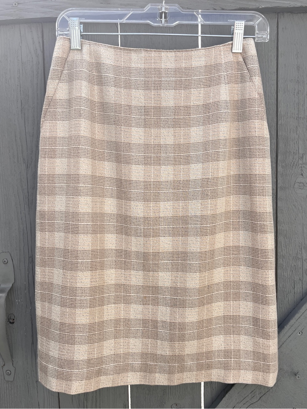 Vintage Liz Claiborne Wool Blend Plaid Pencil Skirt Office Size 8 RUNS SMALL